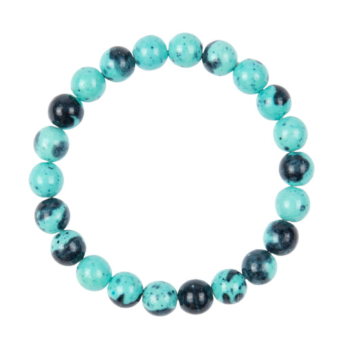 Cyan Black Rain Color Stone Stretch Bracelet B2926-Cyan Black - 8MM