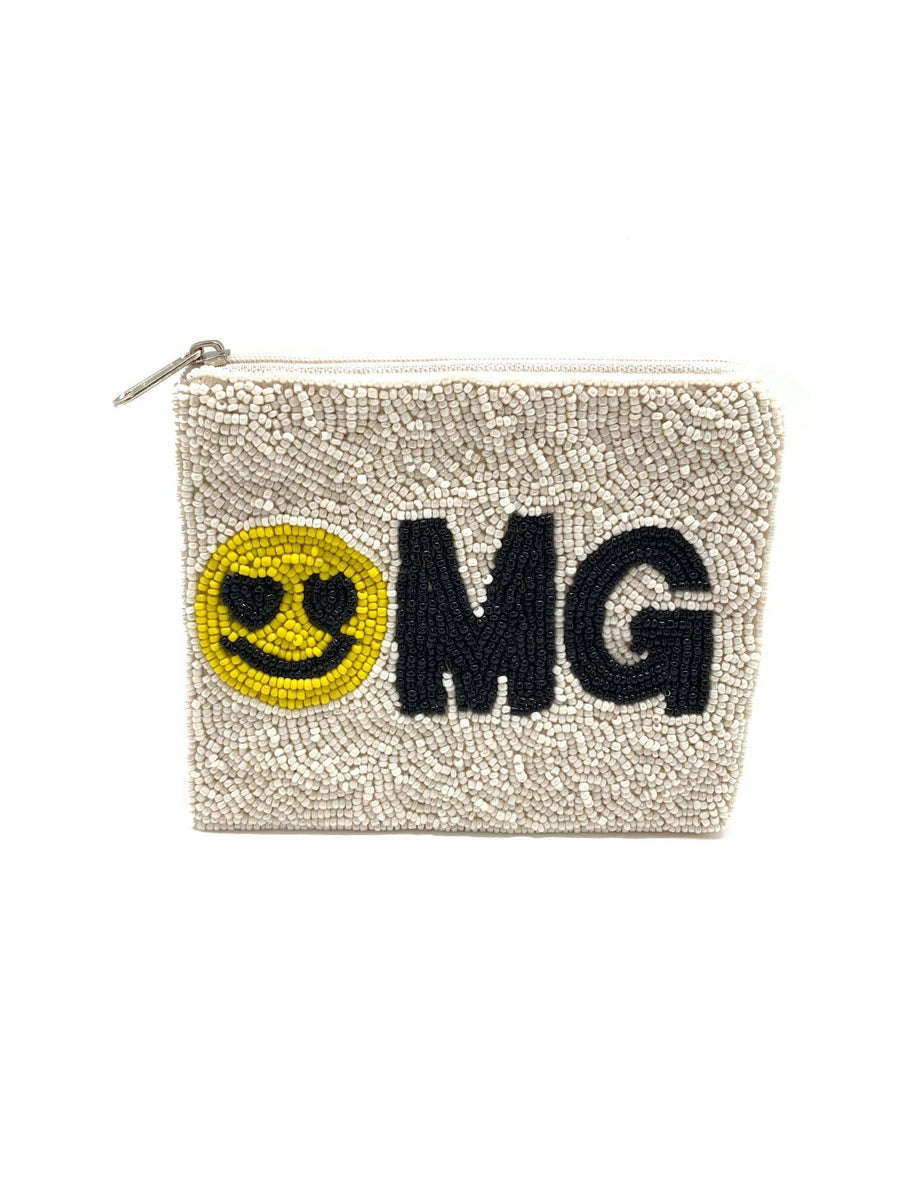 OMG Smiley Face Beaded Pouch LAC-SS-175