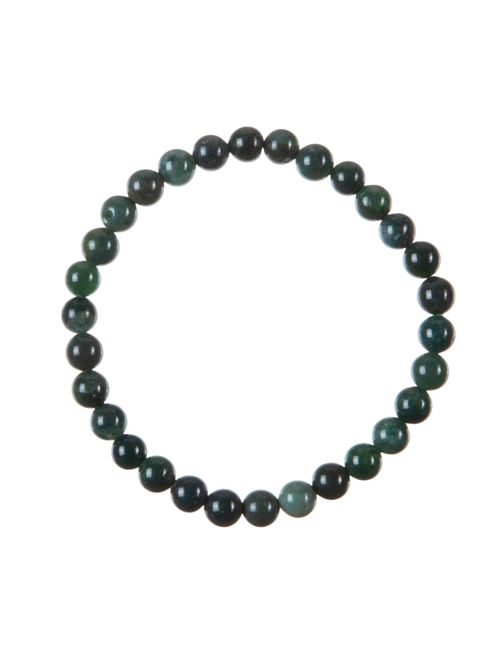 Moss Agate Stone Stretch Bracelet B3719-Moss Agate - 6MM