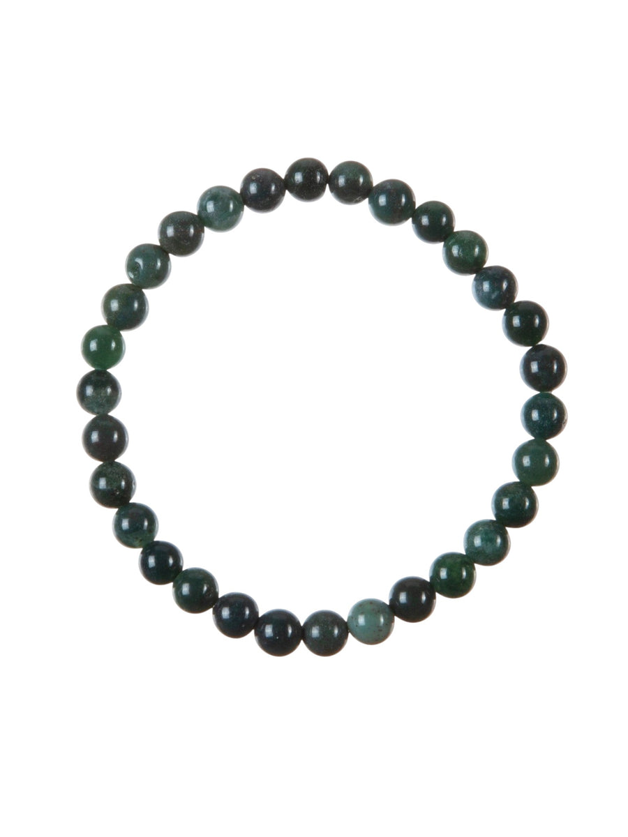 Moss Agate Stone Stretch Bracelet B3719-Moss Agate