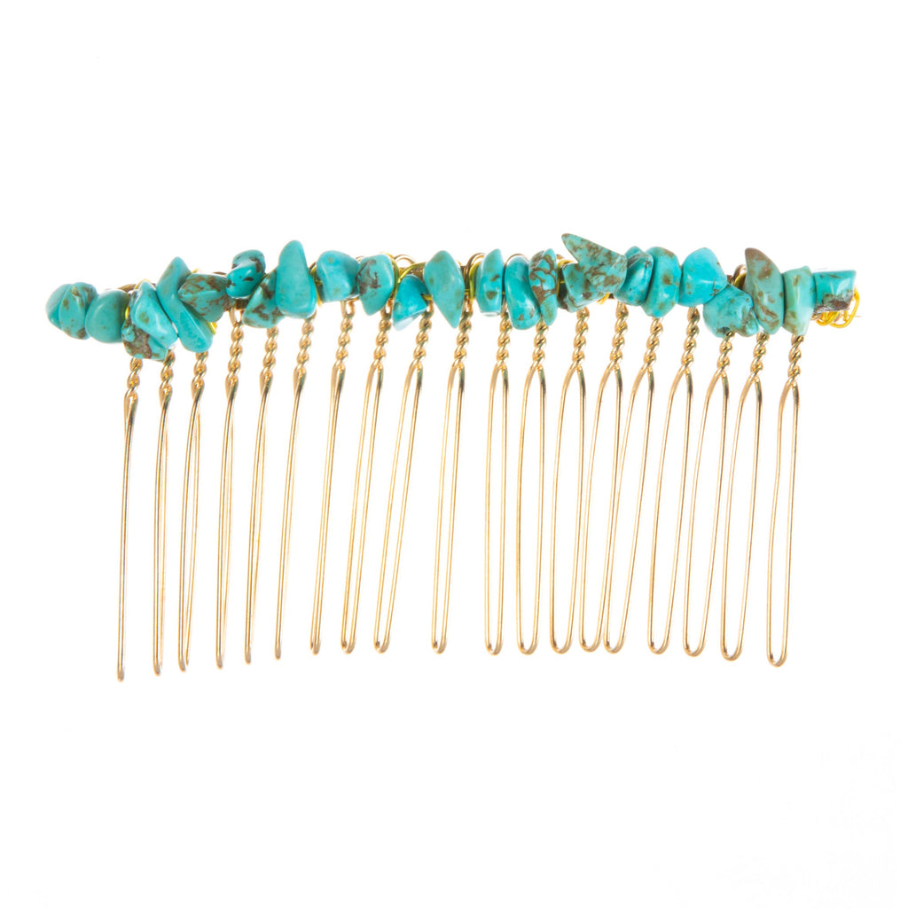 Irregular Natural Stone Hair Comb L4668-Black L4668