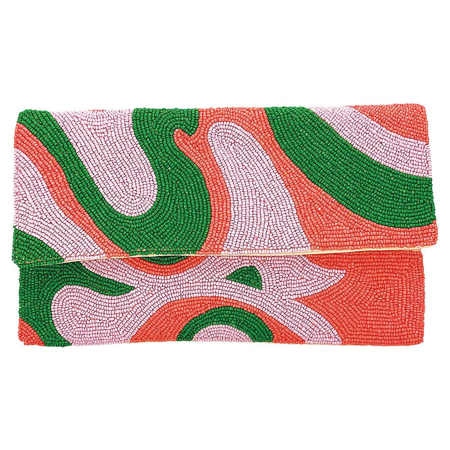 Multi Color Abstract  Beaded Clutch LAC-SS-687