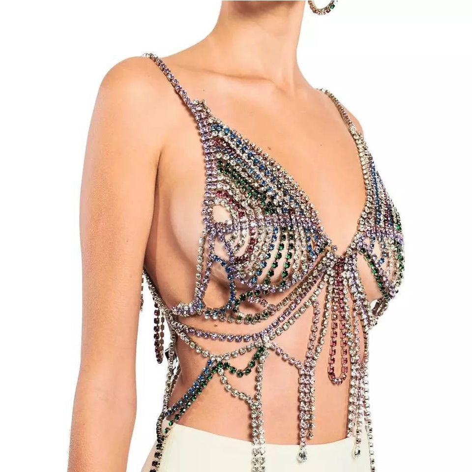 Hollow Rhinestone Bra Tassel Body Chain A0223