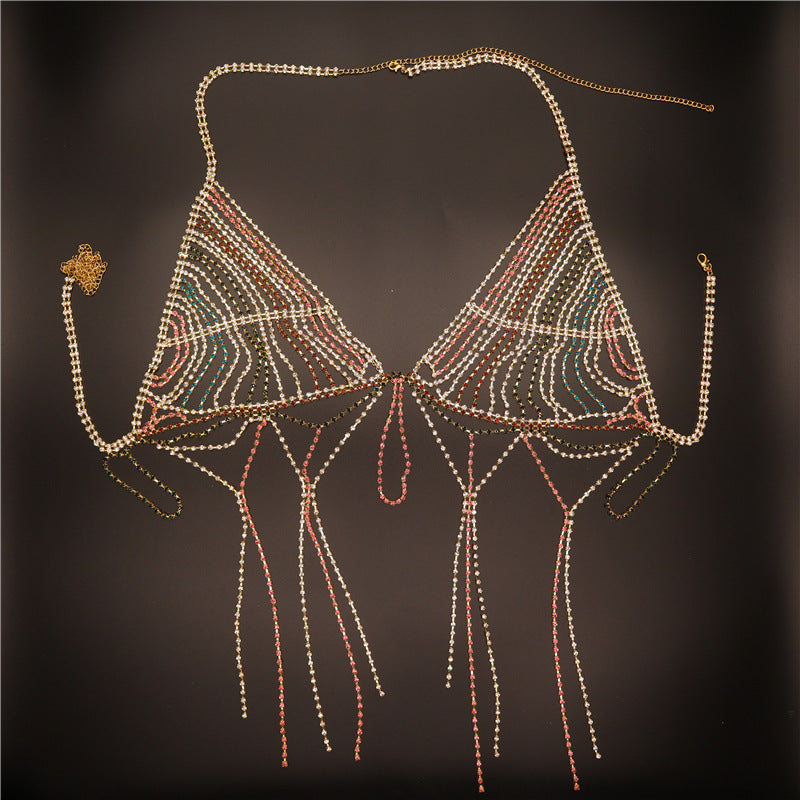 Hollow Rhinestone Bra Tassel Body Chain A0223