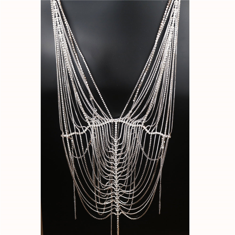 Hollow Rhinestone Tassel Body Chain A0225