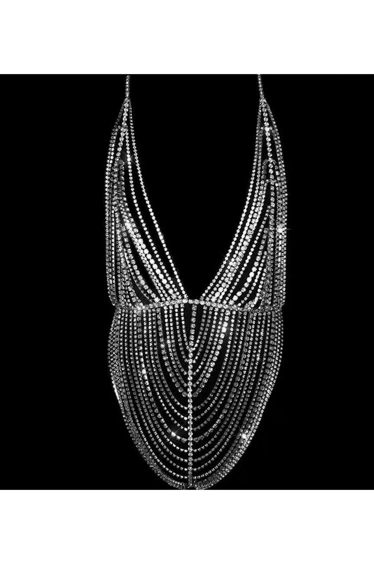 Hollow Rhinestone Tassel Body Chain A0225