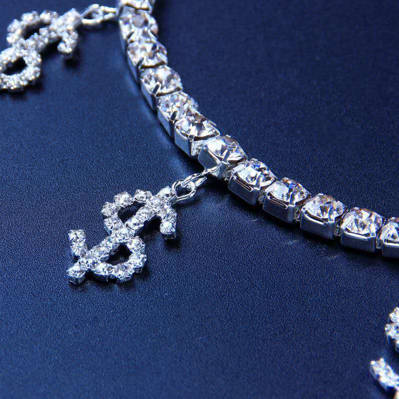 Dollar Rhinestone Chain Anklet AK0036