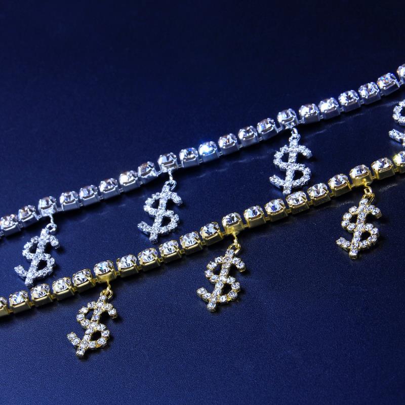 Dollar Rhinestone Chain Anklet AK0036