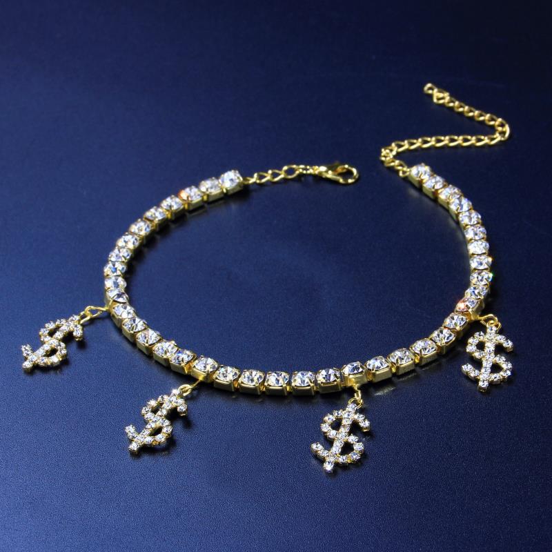 Dollar Rhinestone Chain Anklet AK0036