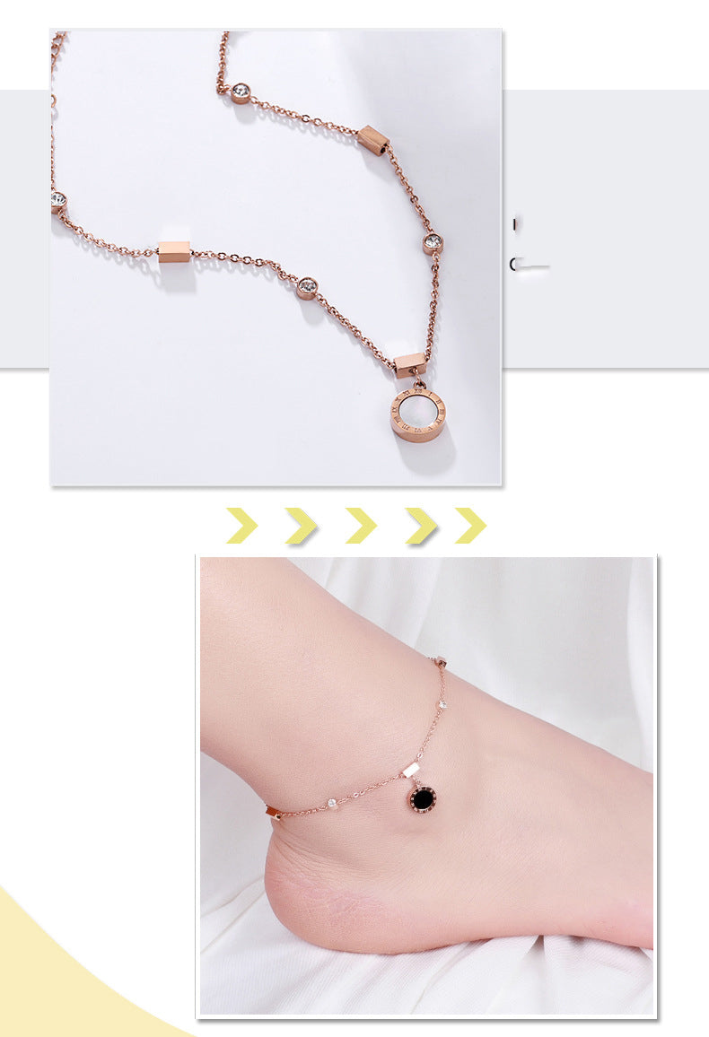 Roman Numerals Stainless Steel Anklet AK0041