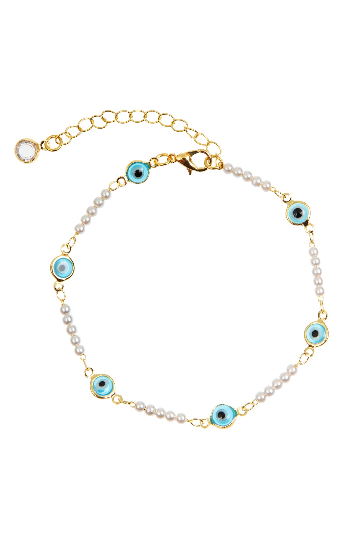Evil Eye Bead Pearl Chain Anklet AK0084