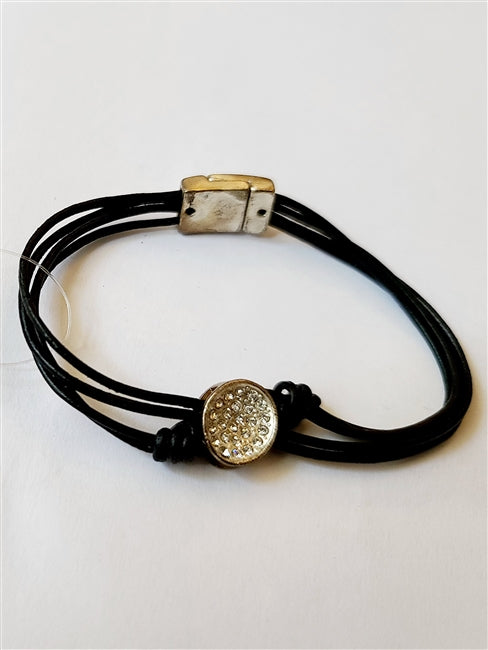 Leather Rhinestone Crystal Bracelets B1486