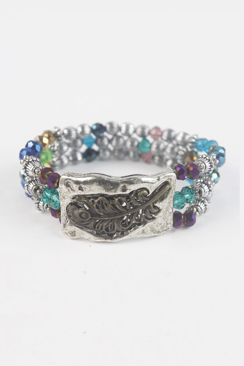 Etched Leaf Charm Bracelet B1559