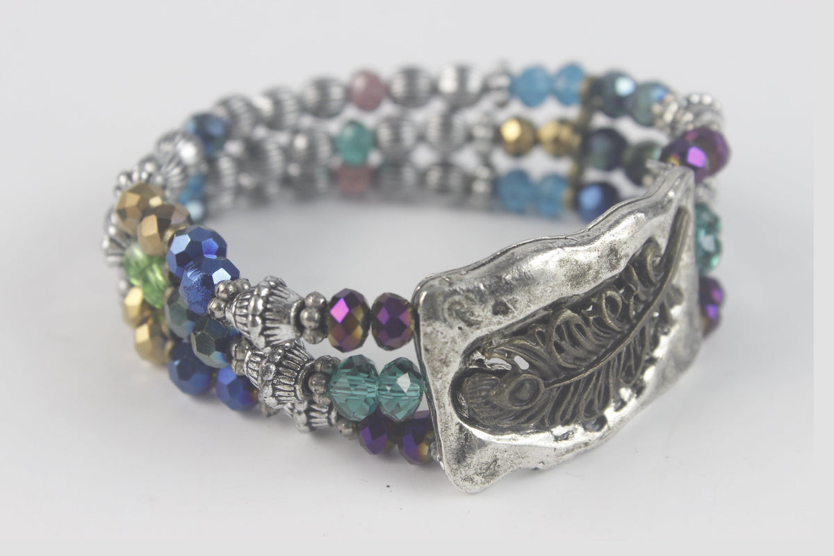 Etched Leaf Charm Bracelet B1559