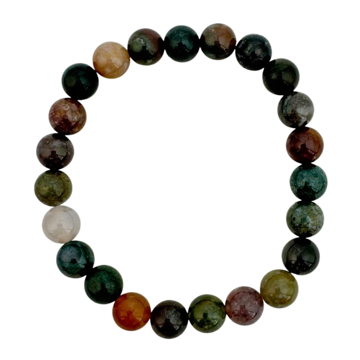 Indian Agate Stone Stretch Bracelet B1590-8MM - view 2