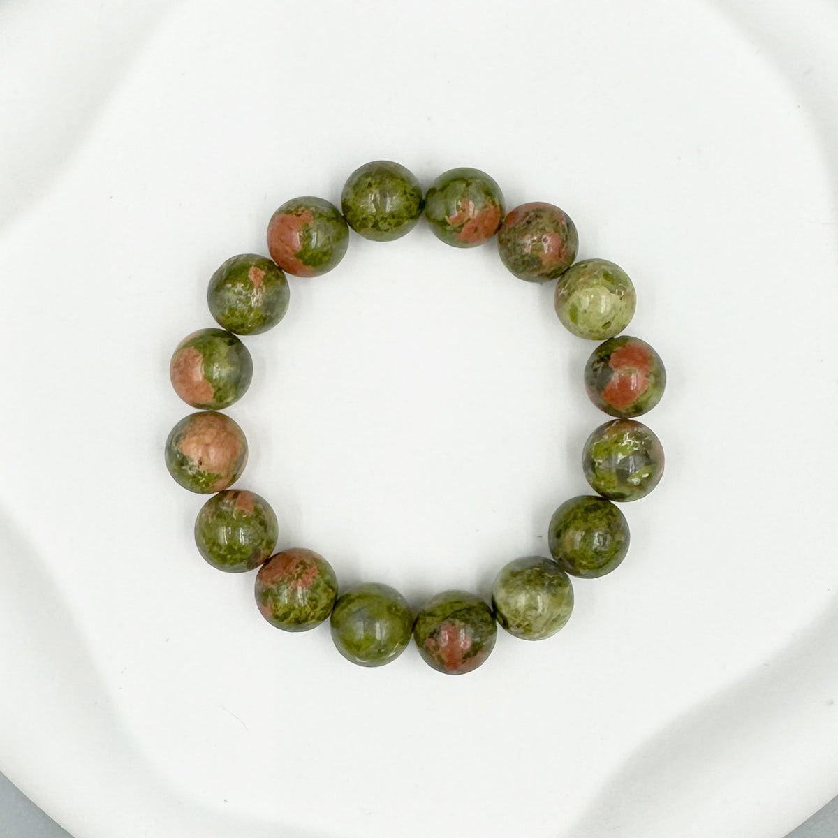 Unakite Stone Stretch Bracelet B1594-Unakite - 12MM