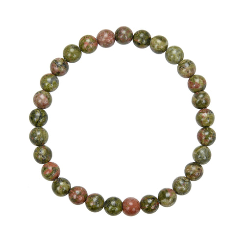 Unakite Stone Stretch Bracelet B1594-Unakite - 6MM