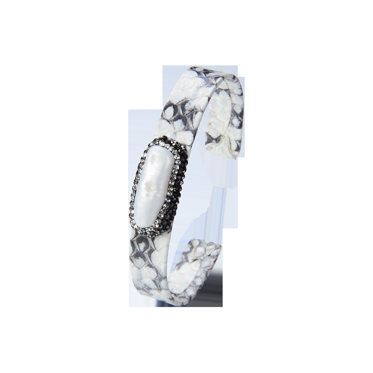Fashion Pearl Leather Bangle Bracelet with Crystal B1739