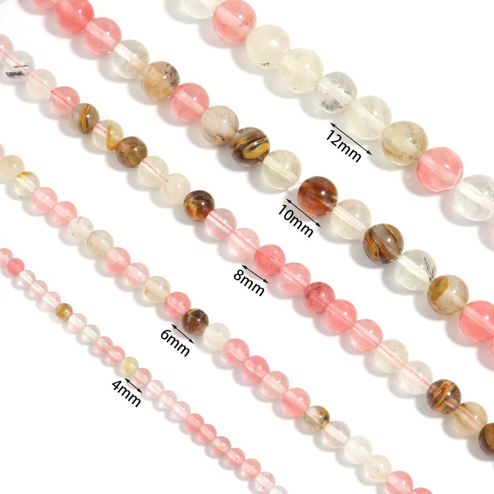 Cherry Quartz Stone Stretch Bracelet B1872-8MM - view 2