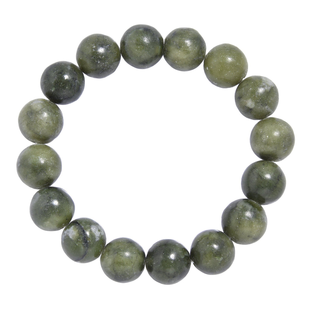 Olive Jade Stone Stretch Bracelet B1874-Olive Jade - 12MM
