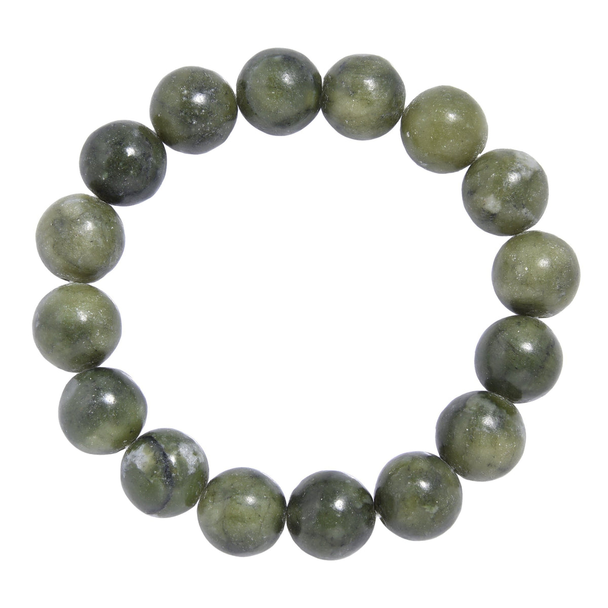 Olive Jade Stone Stretch Bracelet B1874-Olive Jade - 12MM