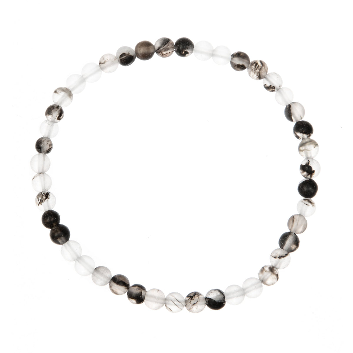 Watermelon Black Matte Stretch Stone Bracelet B1970-Watermelon Black Matte - 4MM