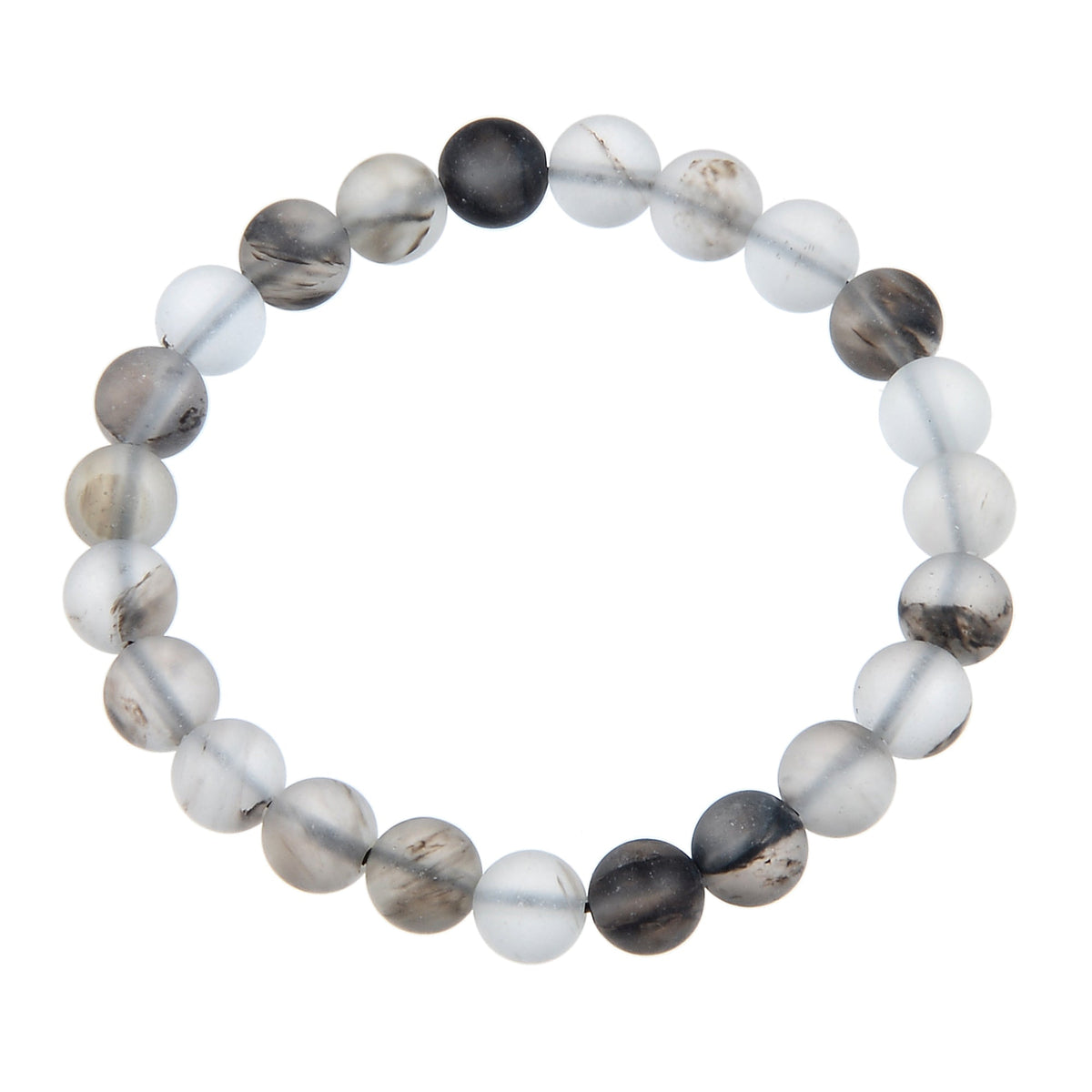 Watermelon Black Matte Stretch Stone Bracelet B1970-Watermelon Black Matte - 8MM