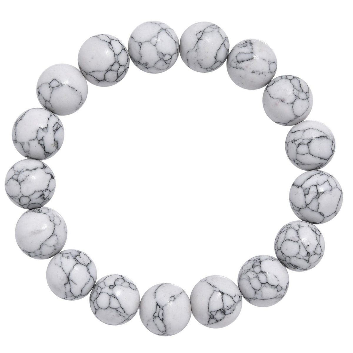 Composed Howlite Stone Stretch Bracelet B1971-Composed Howlite - 12MM