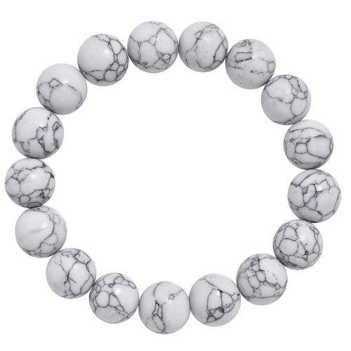 Composed Howlite Stone Stretch Bracelet B1971-Composed Howlite - 12MM