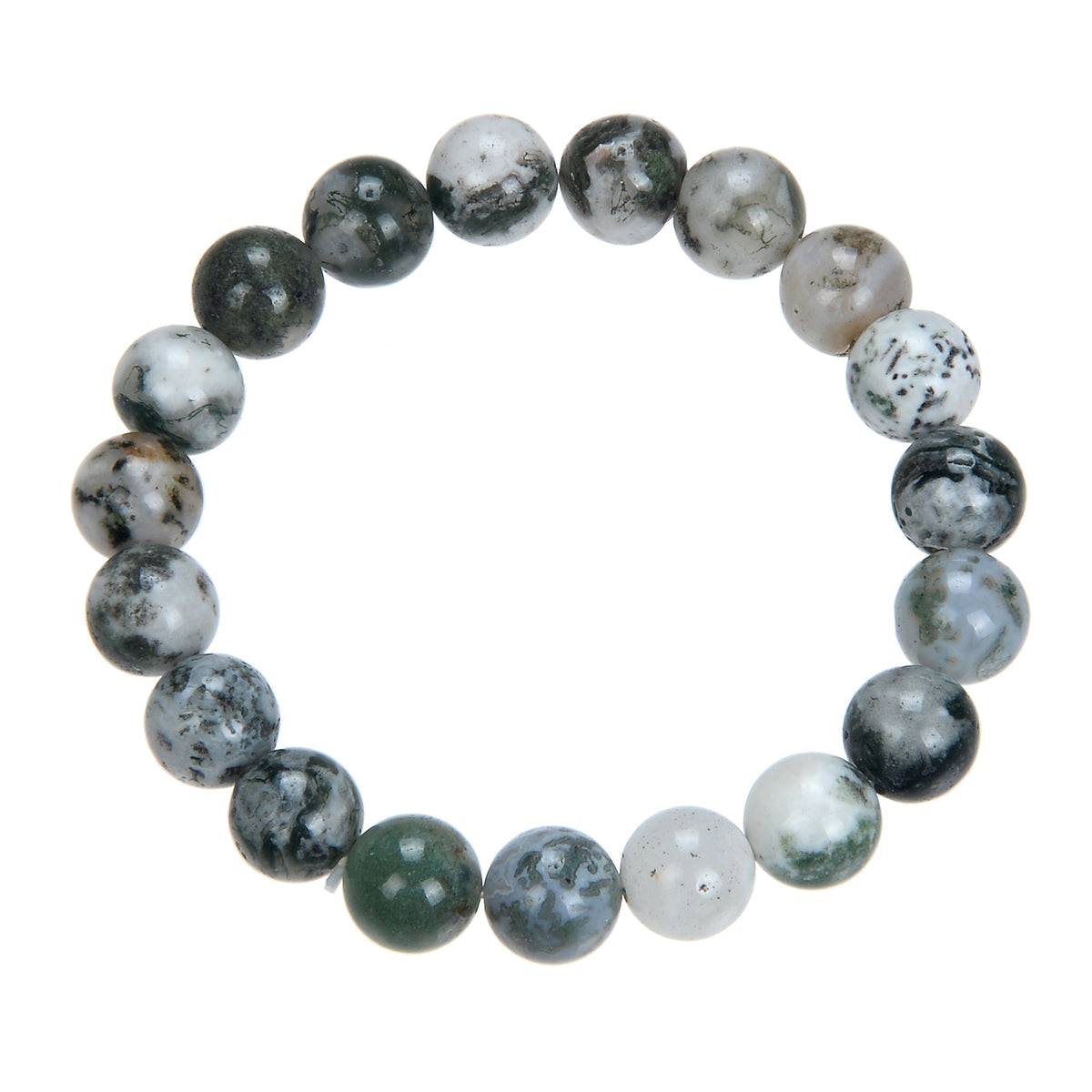 Tree Line Agate Stone Stretch Bracelet B1982-Tree Line Agate - 10MM