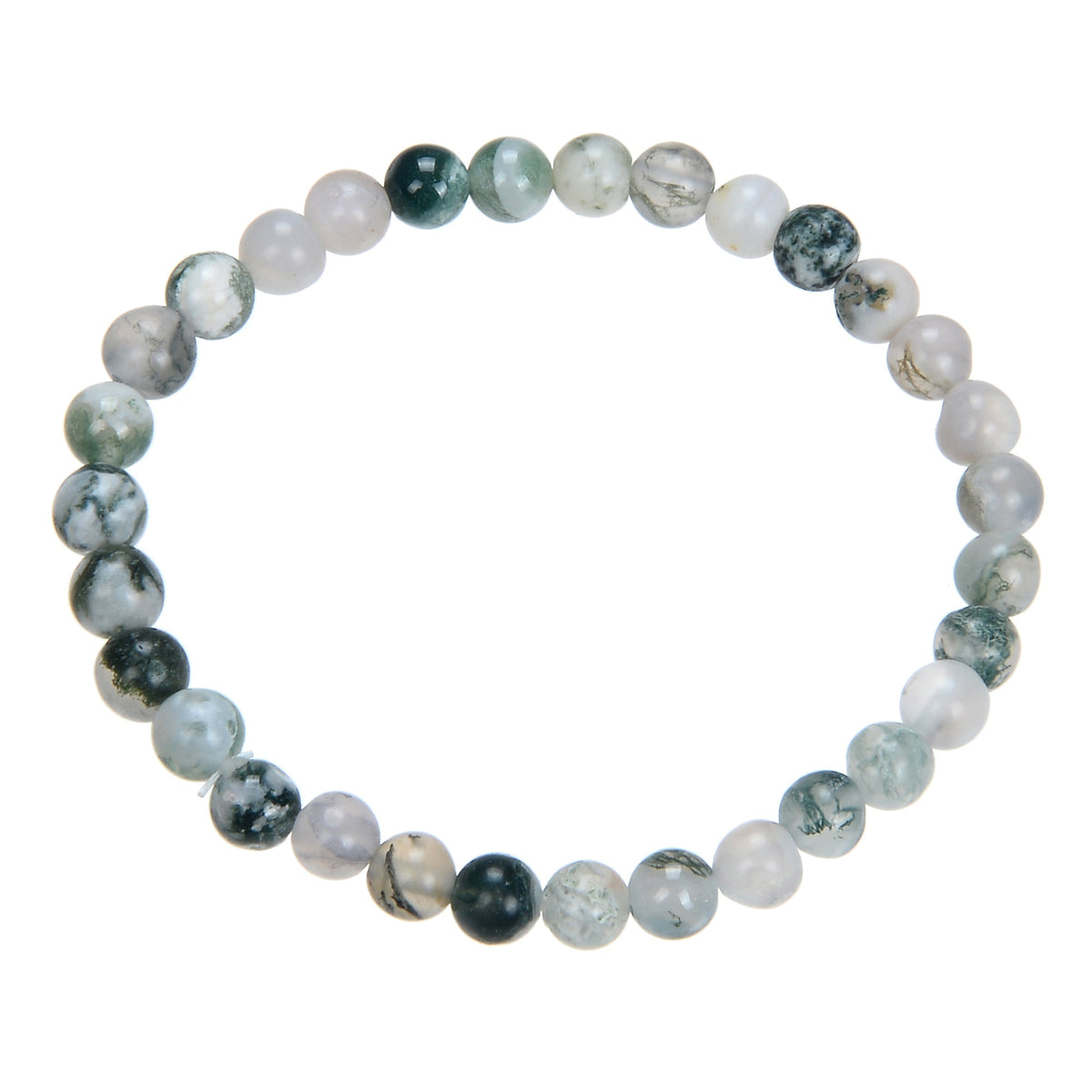 Tree Line Agate Stone Stretch Bracelet B1982-Tree Line Agate - 6MM