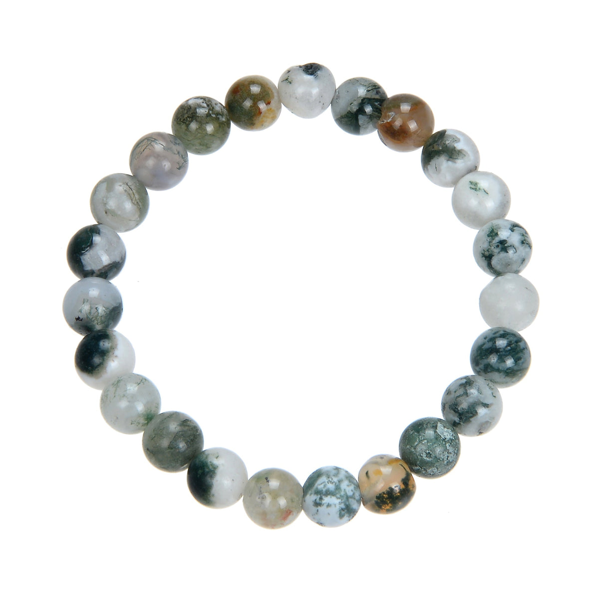 Tree Line Agate Stone Stretch Bracelet B1982-Tree Line Agate - 8MM