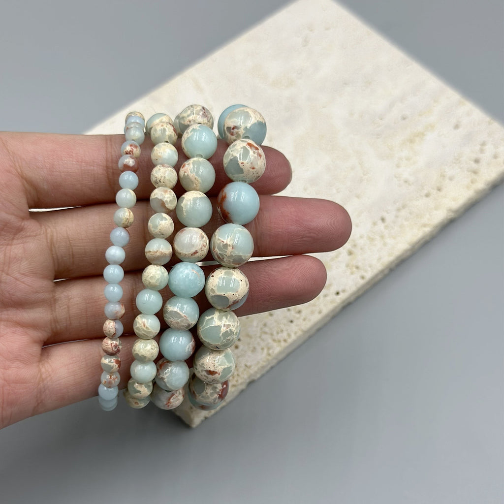 Composed ShouShan Stone Stretch Bracelet B1985-12MM - view 8