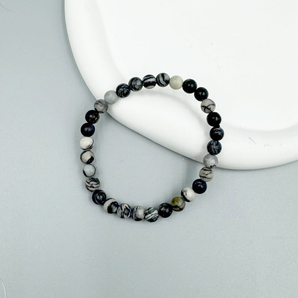 Black Network Stone Stretch Bracelet B1986-10MM - view 5