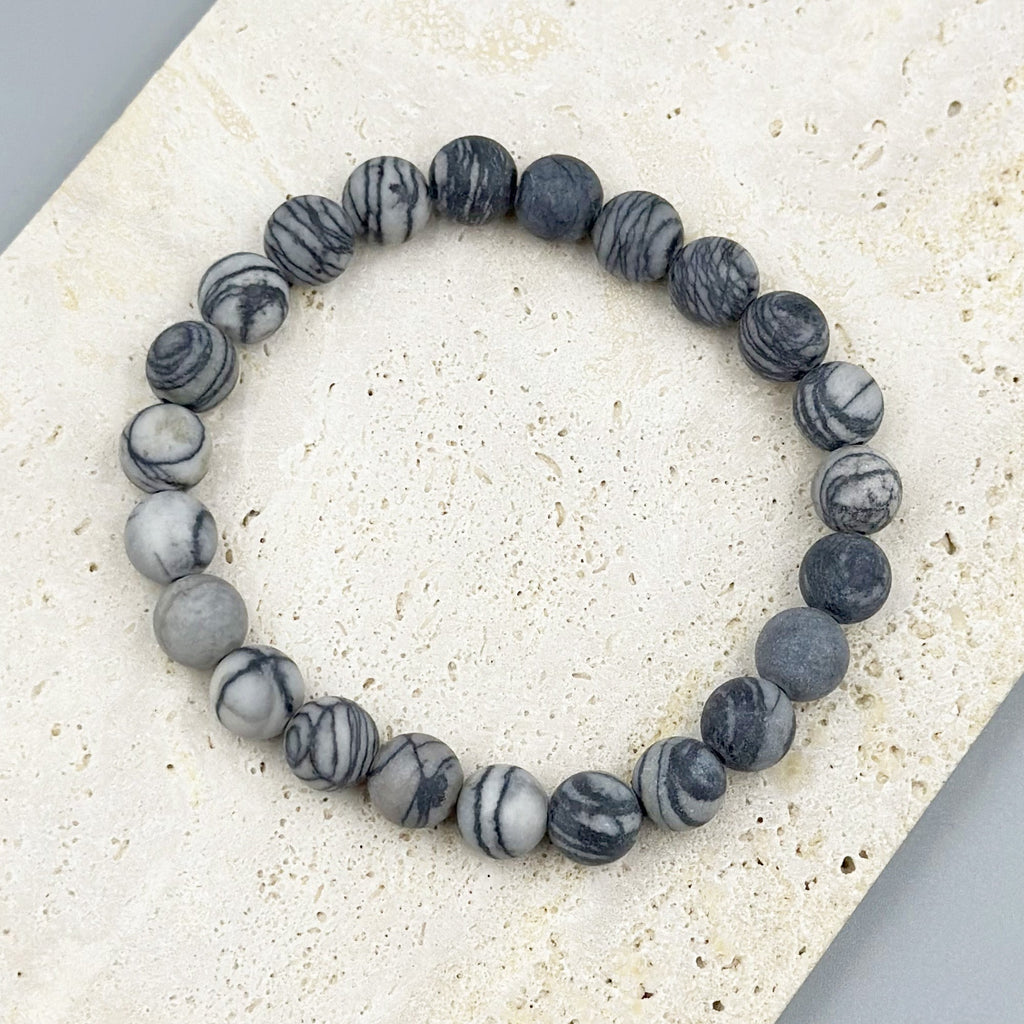 Black Network Stone Stretch Bracelet B1986-10MM - view 6