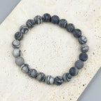 Black Network Stone Stretch Bracelet B1986-10MM - view 6
