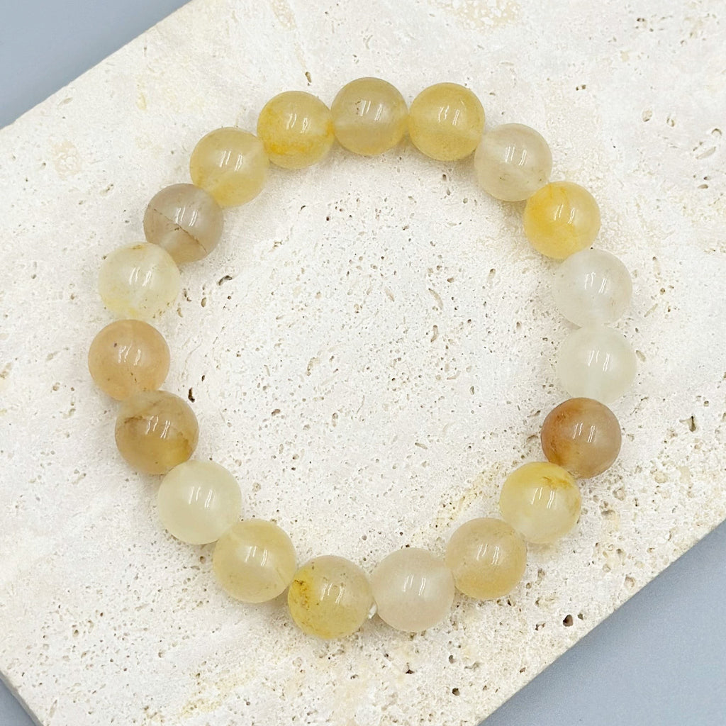 Golden Jade Stone Stretch Bracelet B1993-12MM - view 9