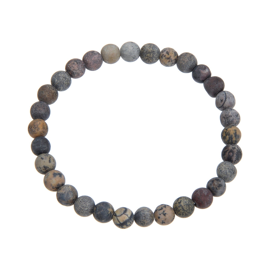 Black Grassy Jasper Bead Stretch Bracelet B1995 - 6MM Matte