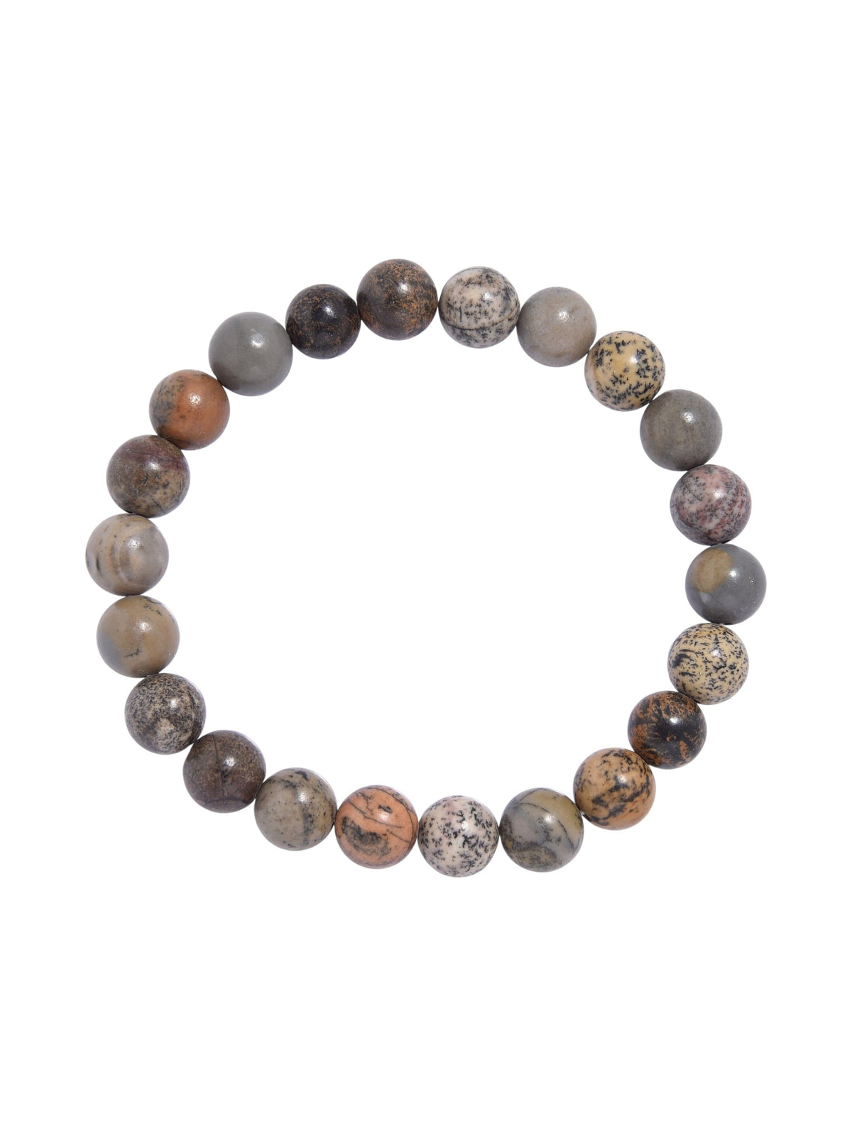Black Grassy Jasper Stretch Bracelet B1995-Black Grassy Jasper - 8MM