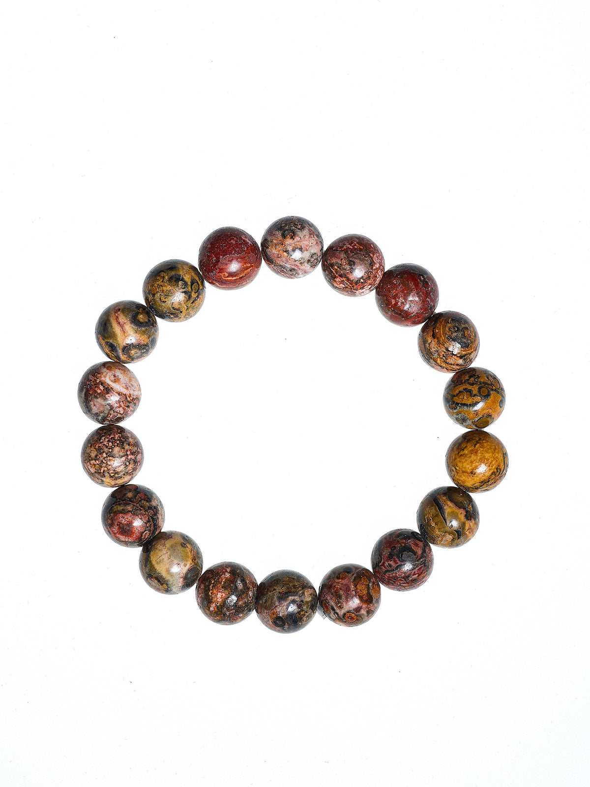 Red Leopard Skin Stone Stretch Bracelet B2001-Red Leopard Skin - 10MM
