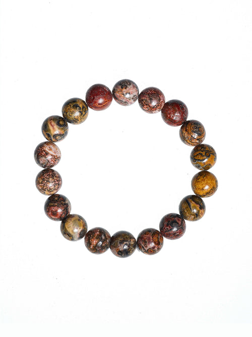 Red Leopard Skin Stone Stretch Bracelet B2001-Red Leopard Skin - 10MM