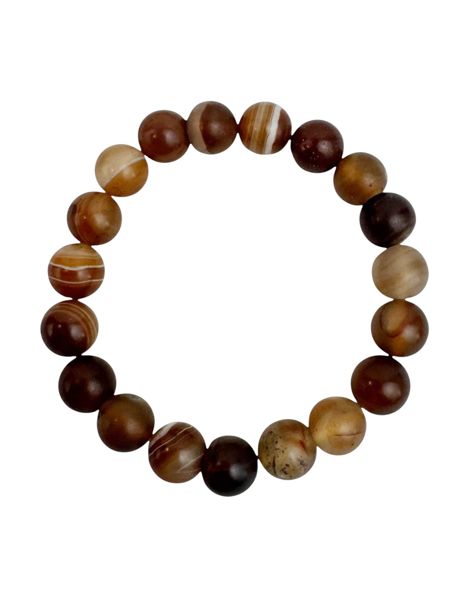 Brown Agate Matte Stone Stretch Bracelet B2053-Brown Agate Matte