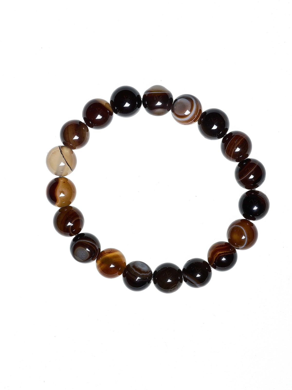 Brown Agate Stone Stretch Bracelet B2053-10MM - view 2