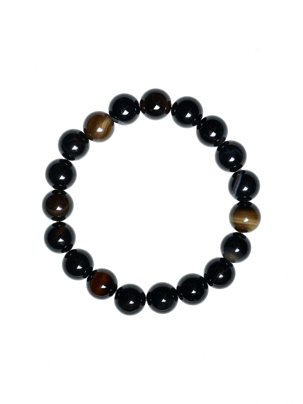 Black Striped Agate Stretch Bracelet B2077-Black Striped Agate - 10MM