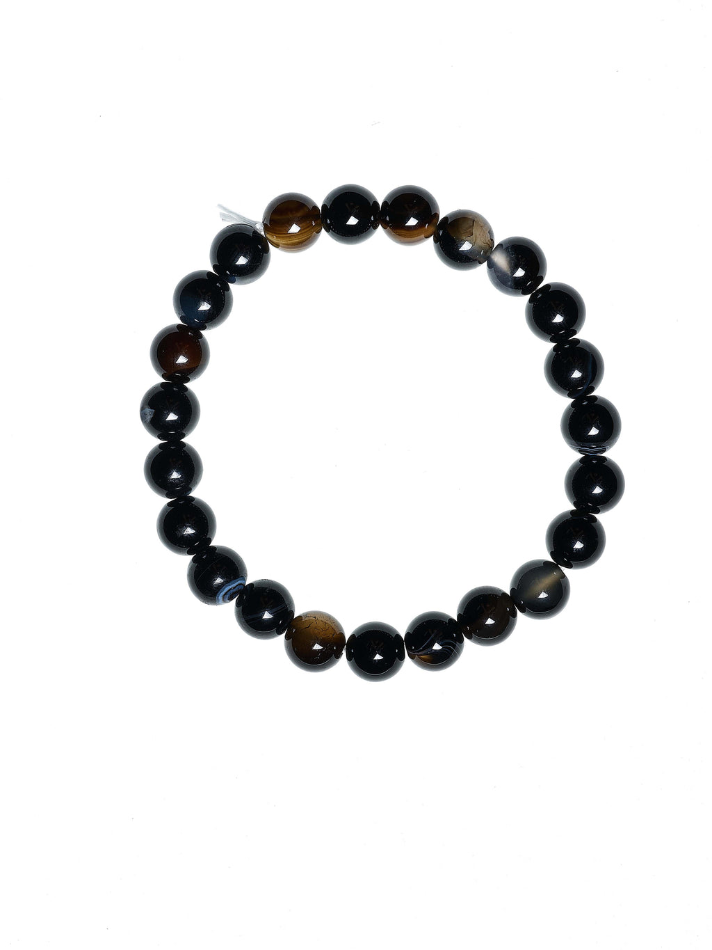 Black Striped Agate Stretch Bracelet B2077-8MM - view 2