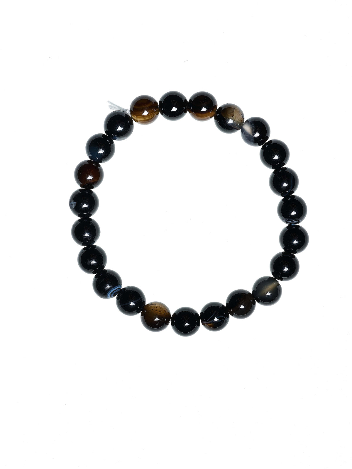 Black Striped Agate Stretch Bracelet B2077-8MM - view 2