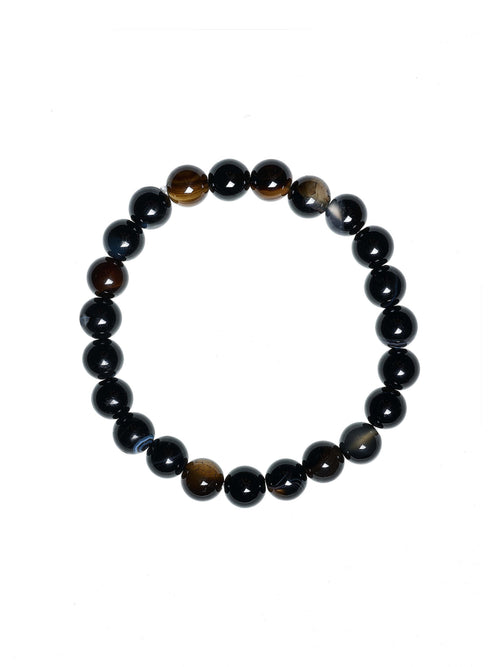 Black Striped Agate Stretch Bracelet B2077-Black Striped Agate - 8MM