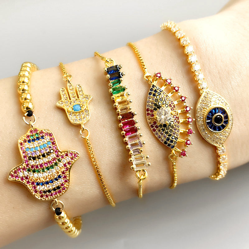 Zircon Against Evil Eye Chains Bracelets B2192