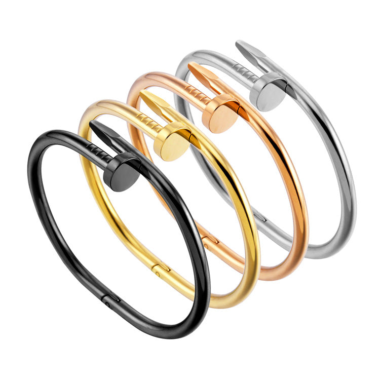 Female Stainless Steel Nail Couple Bracelets B2228-F