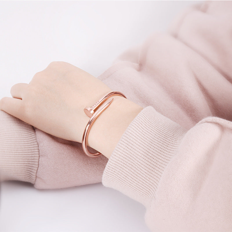Female Stainless Steel Nail Couple Bracelets B2228-F